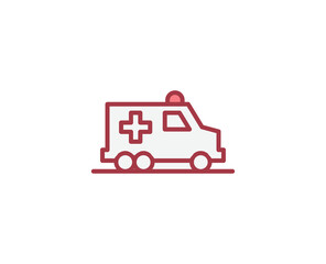 Ambulance flat icon. Thin line signs for design logo, visit card, etc. Single high-quality outline symbol for web design or mobile app. Medical outline pictogram.
