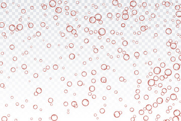 Red air bubbles, oxygen, champagne crystal clear, isolated on a transparent background of modern design. Vector illustration of EPS 10.