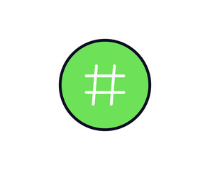 Fototapeta premium Hashtag flat icon. Thin line signs for design logo, visit card, etc. Single high-quality outline symbol for web design or mobile app. Sign outline pictogram.