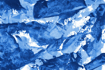 Modern contemporary acrylic background. Blue texture made with a palette knife. Abstract painting on paper. Mess on the canvas.