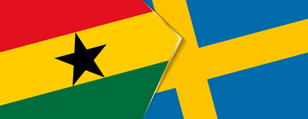 Ghana and Sweden flags, two vector flags.
