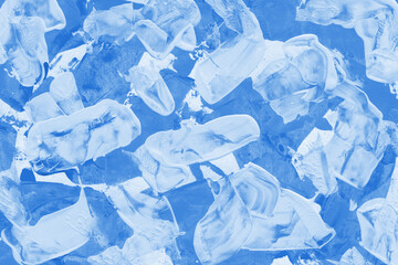 Modern contemporary acrylic background. Blue texture made with a palette knife. Abstract painting on paper. Mess on the canvas.