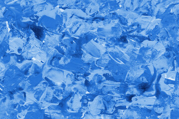 Modern contemporary acrylic background. Blue texture made with a palette knife. Abstract painting on paper. Mess on the canvas.