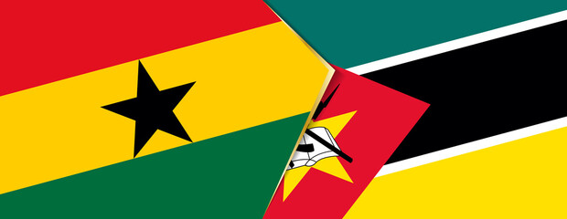 Ghana and Mozambique flags, two vector flags.
