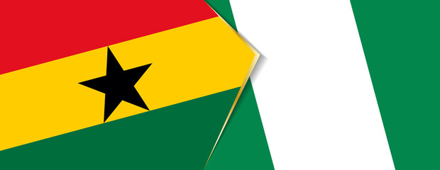 Ghana and Nigeria flags, two vector flags.