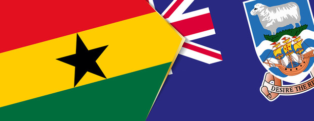 Ghana and Falkland Islands flags, two vector flags.