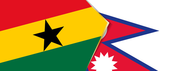 Ghana and Nepal flags, two vector flags.