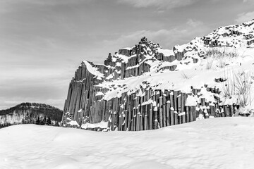 Rock organ pipes in winter time
