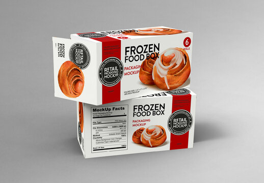 Long Frozen Food Box Front Stack Packaging Mockup