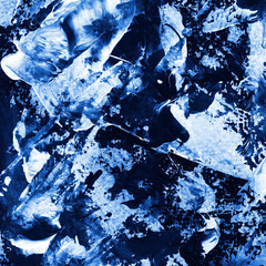 Modern contemporary acrylic background. Blue texture made with a palette knife. Abstract painting on paper. Mess on the canvas.
