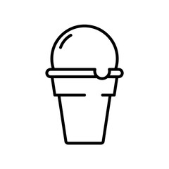 Ice cream in waffle flat icon. Pictogram for web. Line stroke. Isolated on white background. Vector eps10