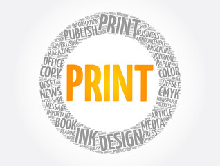 PRINT word cloud, creative business concept background