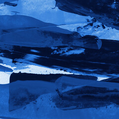 Modern contemporary acrylic background. Blue texture made with a palette knife. Abstract painting on paper. Mess on the canvas.
