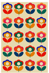 Seamless pattern with flowers. Retro pattern redesign. Fabric design.