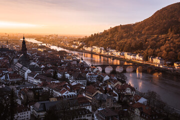 Sunset over the Neckar river, Heidelberg