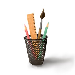 art pen container pencils brush 