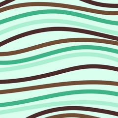 Hand drawn pattern with coffee and mint color waves