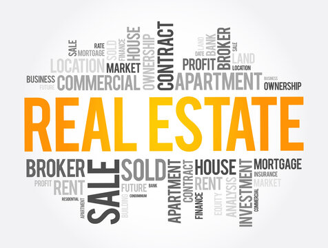 Real Estate word cloud collage, business concept background