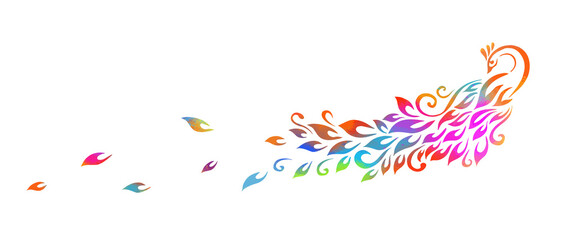 Graphic multicolored peacock. Vector illustration
