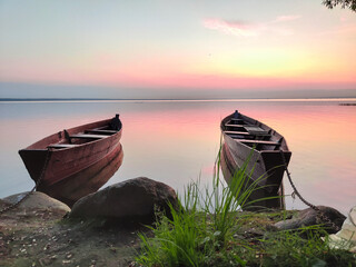 fishing boat at sunset