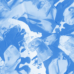 Modern contemporary acrylic background. Blue texture made with a palette knife. Abstract painting on paper. Mess on the canvas.