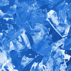 Modern contemporary acrylic background. Blue texture made with a palette knife. Abstract painting on paper. Mess on the canvas.