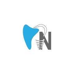 Letter N logo icon with dental design illustration