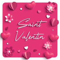 saint valentin coeurs roses