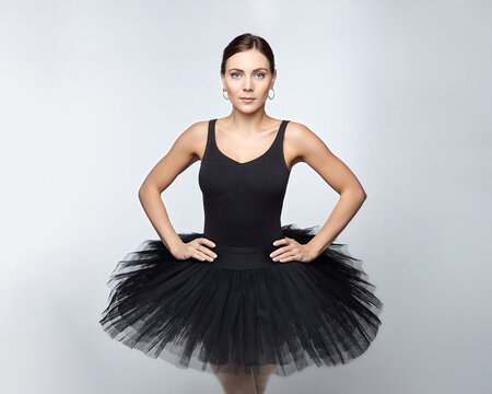 portrait of attractive ballerina. photo shoot in the studio on a white background