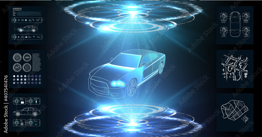 Poster futuristic user interface. hud ui. abstract virtual graphic touch user interface. car service in the