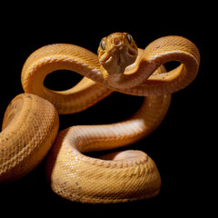 Red Amazon tree boa isolated on black