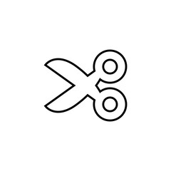 Scissor linear vector icon. Scissors cutting.