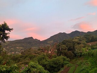 Fototapeta na wymiar Sunset view from the window. Costa Rica 
