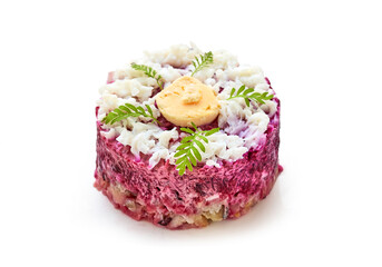 portion of herring and beet salad