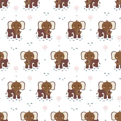 Stickers meubles Zoo seamless pattern with cute elephants, animal print