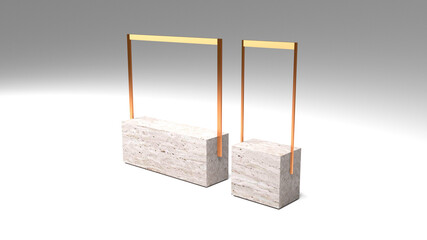 Marble and metal etail display props, original 3d rendering