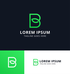 Leaf letter b logo design. Icon template for brand with simple style and memorable shape.
