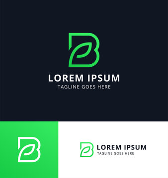 Leaf letter b logo design. Icon template for brand with simple style and memorable shape.