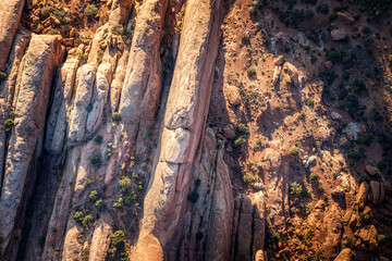 Aerial view on the geological structures of the Arches National Park,  Utah