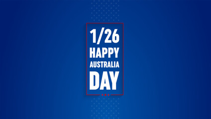 Happy Australia day lettering. Map of Australia with flag on a blue background. Vector illustration