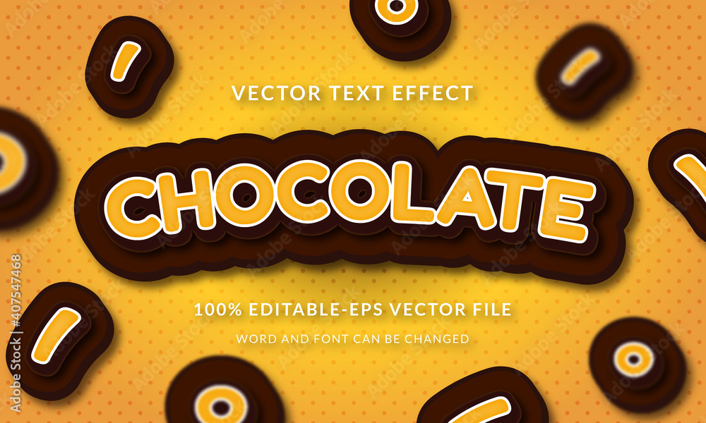 Poster chocolate text name 3d text style effect