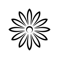 Flower icon. Black contour silhouette. Vector flat graphic illustration. The isolated object on a white background. Isolate.