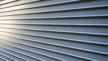 Obraz premium Metal garage door from a side angle.