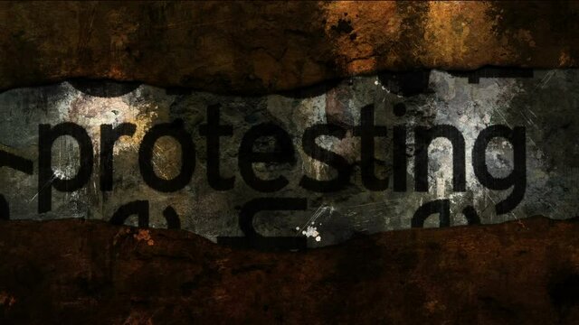 Protesting text on grunge background