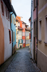 View into a narrow alley of the World Heritage city of Bamberg. High quality photo