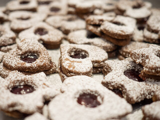 christmas cookies with jam and sugar