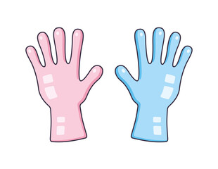 Pink and blue rubber gloves isolated