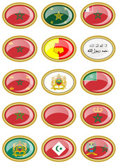 Set of vector icons. Flags of the Morocco.   