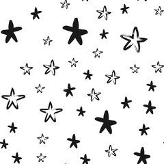 Hand drawn stars seamless texture pattern. Star doodles.