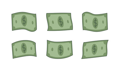 Hand drawn dollar bills. Money cash illustration. Hand drawn money symbol.